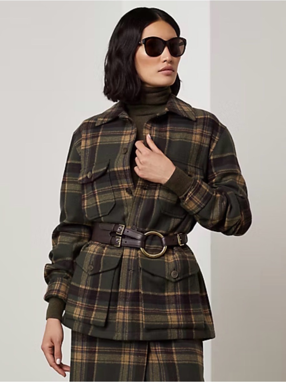 Ralph Lauren Collection Wool Plaid Shirt Jacket Alpaca Flannel Oversized Jacket
